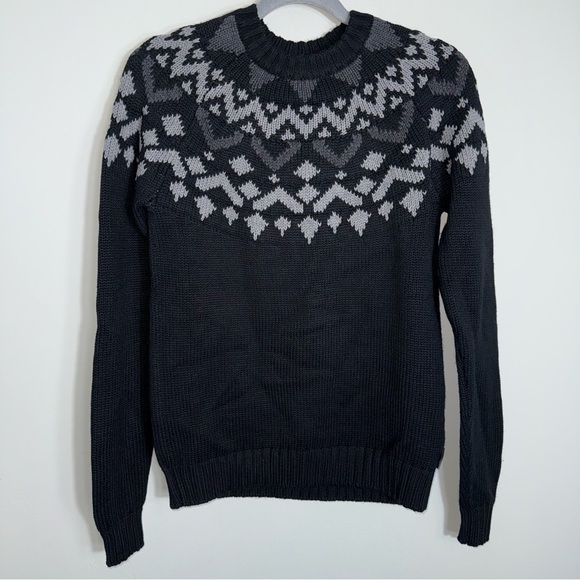Armani Exchange A|X Men's Fair Isle Sweater-Black Gray-Cotton Wool Blend-XS - Picture 1 of 8